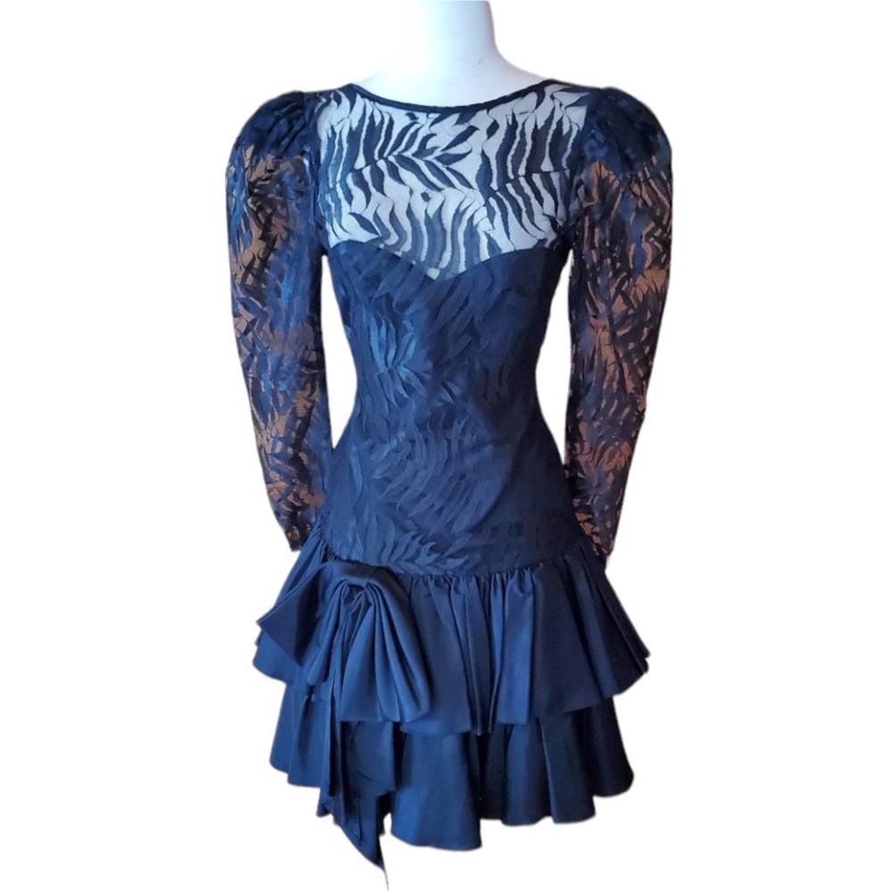 1980s TD4 Black Cocktail‎ Dress